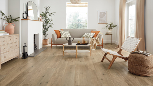 Light brown oak flooring in a modern living space