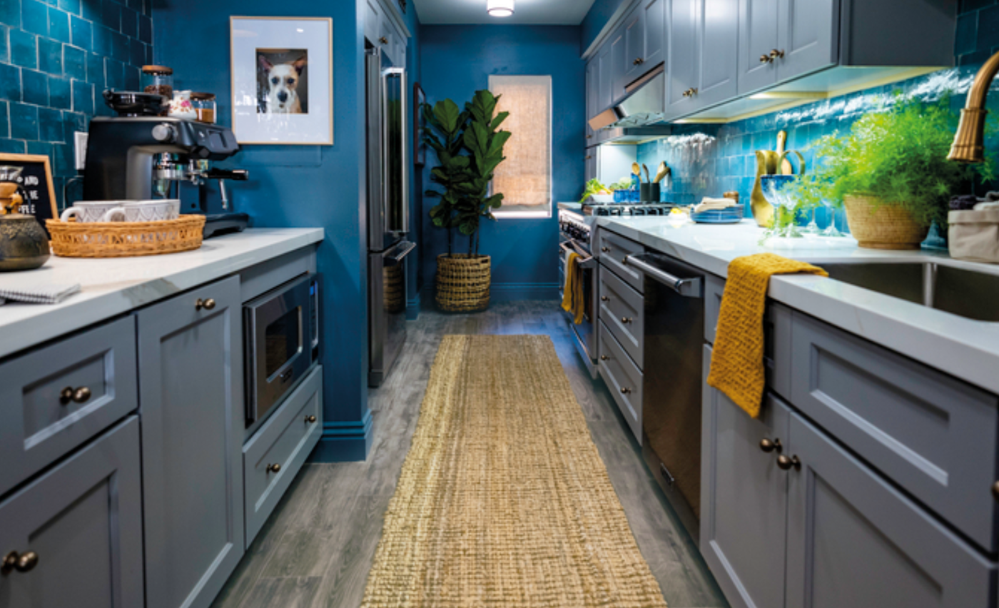 Grey Oiled Oak adds modern charm to a kitchen remake for a pregnant veteran and her fiancée. 