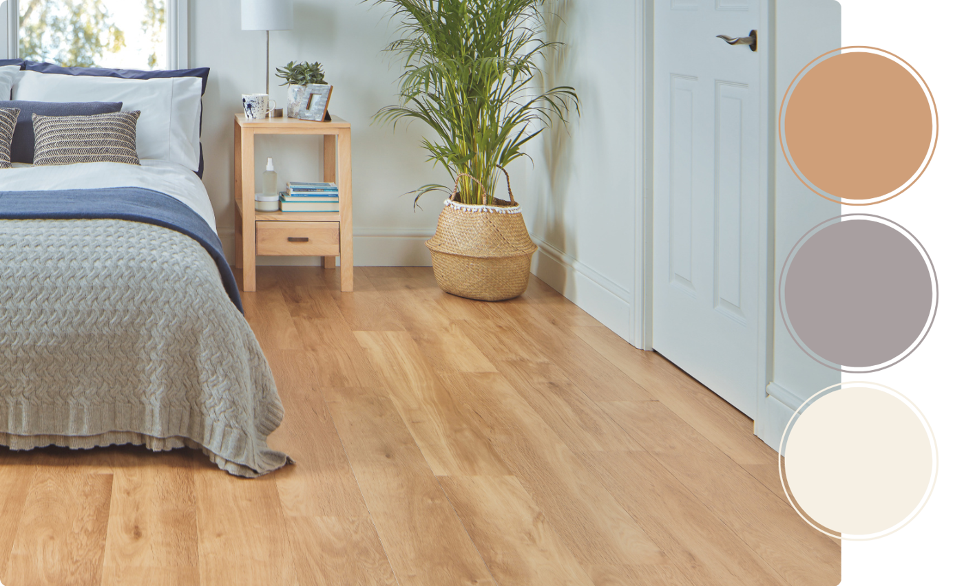 Neutral-toned French Oak SCB85 floors in a bedroom