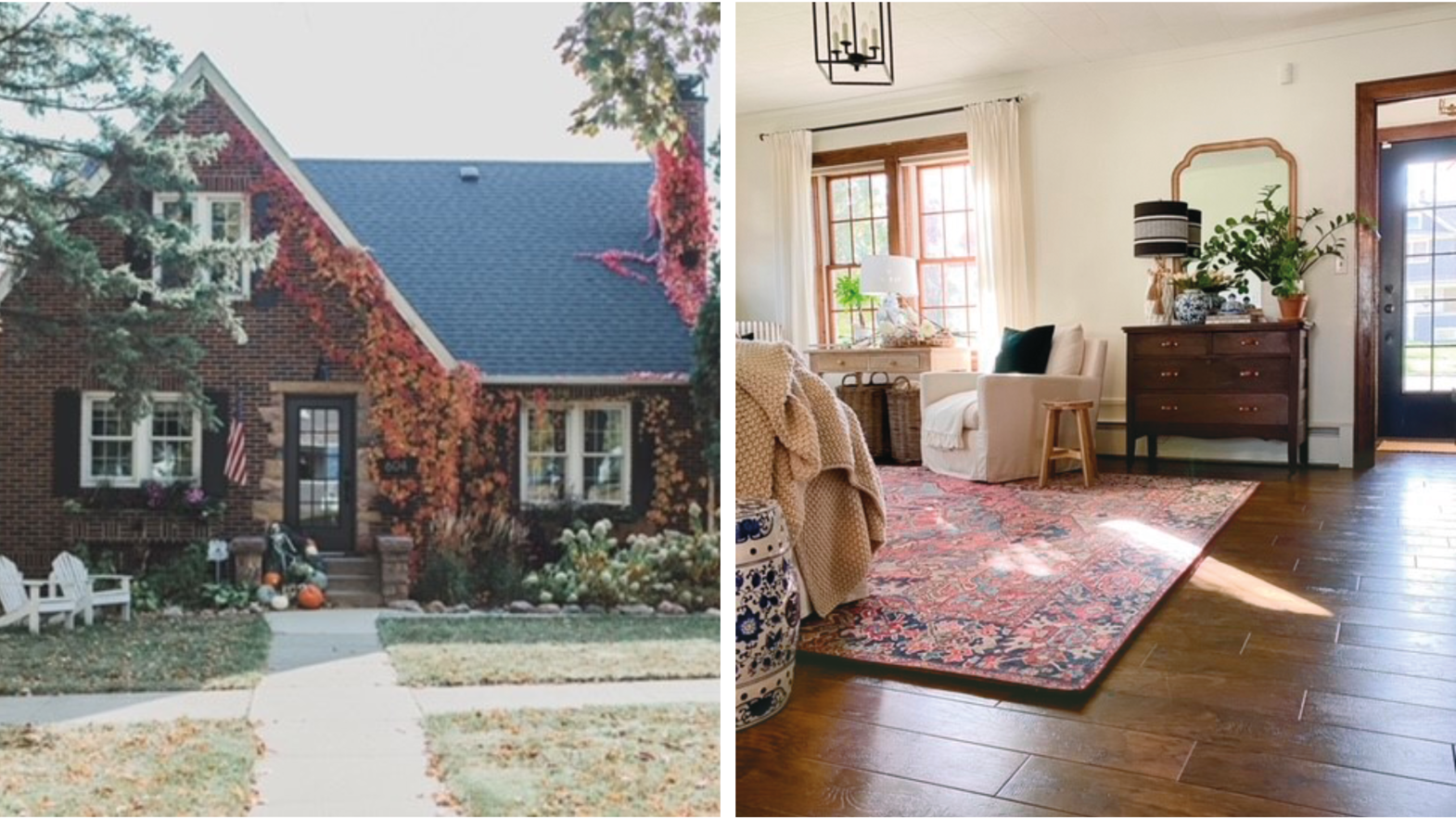 Refinished living room in Angela Fahl's house featuring Hickory Nutmeg floors